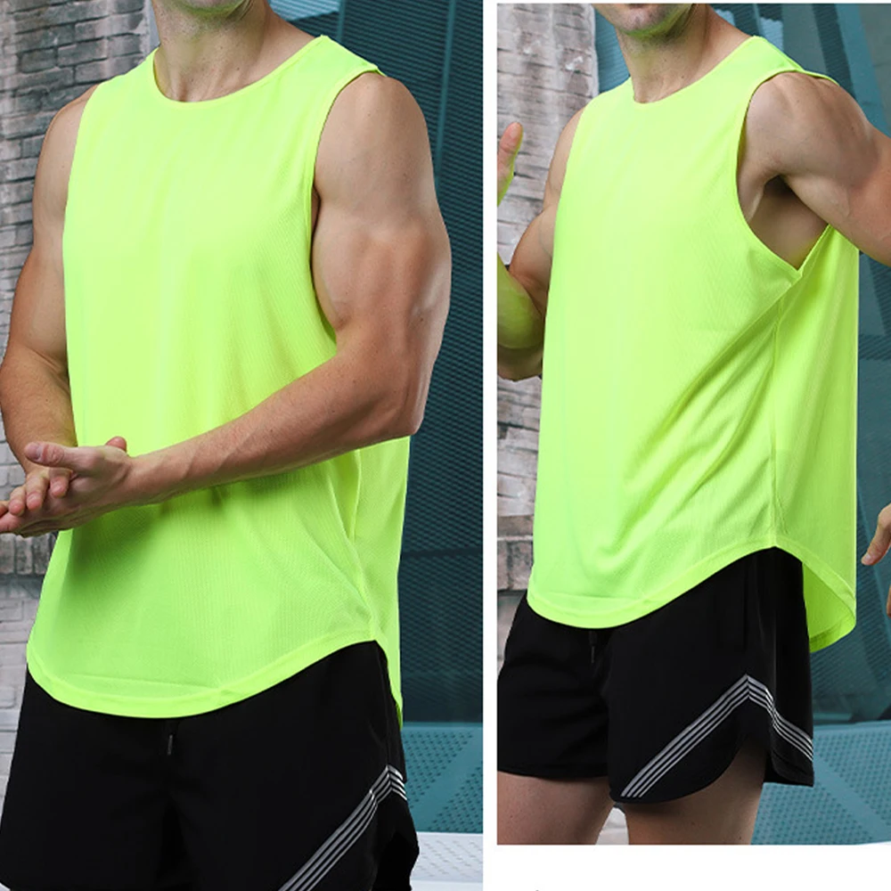 Kaus Tank Top Pria Tanpa Lengan Lari Kebugaran Baru Kaus Olahraga Pria Singlet Kebugaran Kain Jaring Kaus Dalam Cepat Kering Bodybuildd - 1
