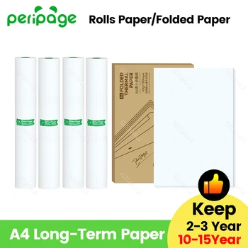 Kertas A4 Termal PeriPage untuk Printer A40 Penyimpanan Cepat Kering Tahan Lama Gulungan Kertas Kontinu Kertas Termal Terlipat Papel Termico