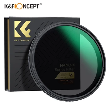 Konsep K & F Filter ND Variabel ND2-32 52-82mm TANPA X Spot Fader Kepadatan Netral yang Dapat Disesuaikan Filter Lensa Kamera DSLR
