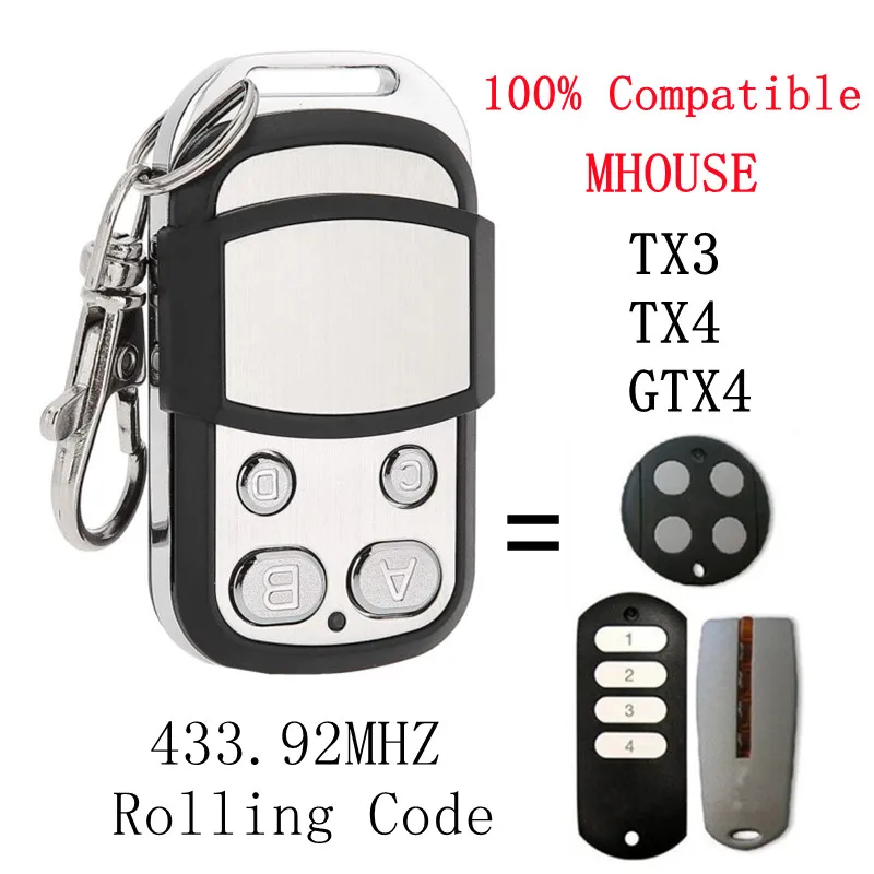 Kontrol Jarak Jauh Gerbang Rumah/Rumah Saya Kompatibel dengan TX4 TX3 GTX4 GTX4C 433.92 MHz MT4 MT4G MT4V Remote Kontrol Pintu Garasi Baru - 0