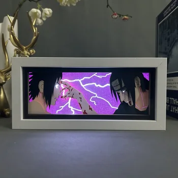 Kotak Lampu LED Anime 3D Naruto Uzumaki Gaara Uchiha Obito Itachi Mainan Figur Aksi Lampu Dekorasi Kamar Shippuden Hadiah Anak-anak