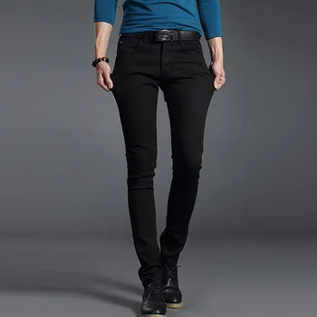 Kualitas Baik Skinny Jeans Hitam abu-abu biru Pria Jeans Denim Slim Fit Musim Semi Musim Panas Celana Denim Stretch Katun Pria Celana Koboi