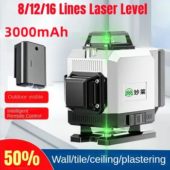 Kualitas Tinggi 4D Garis Hijau Level Laser 16/12 Garis Self-Leveling Horizontal Vertikal Alat Leveling Sinar Laser Hijau Kuat