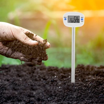 LCD Digital Soil Thermometer Hygrometer dengan Probe Elektronik Suhu Kelembaban Moisture Meter Tanah Kompos Perlengkapan Taman