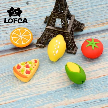 LOFCA Leaf 10 Buah Manik-manik Silikon Mainan Tumbuh Gigi Kartun Hewan Mengunyah Daisy Bebas BPA untuk Aksesori Kalung Dot Bayi