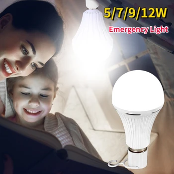 Lampu Darurat LED Bohlam LED E27 Lampu LED 5W 7W 9W Lampu Penerangan Baterai Isi Ulang untuk Penerangan Luar Ruangan Senter Bombillas