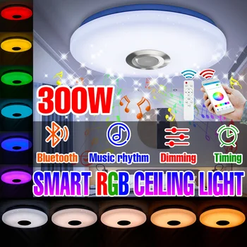 Lampu Langit-langit Pintar LED RGB APP Remote Control Speaker Bluetooth Lampu Gantung Kamar Tidur untuk Dekorasi Pesta Ruang Tamu Lampu LED