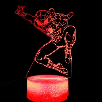Lampu Malam 3D Disney Marvel Lampu Karakter 3D Lampu Malam LED Warna-warni Lampu Hias Kamar Spiderman Lampu LED Hadiah Mainan untuk Anak-anak