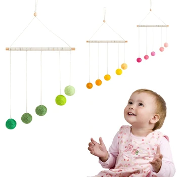 Liontin Bola Mewah Montessori Bayi Mainan Tempat Tidur Gantung Ponsel Warna-warni Mainan Edukasi Kognitif Warna Permainan Sensorik Visual Anak-anak