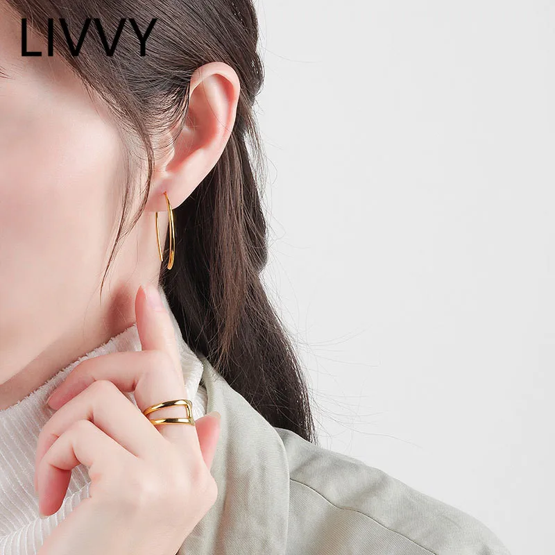 Livvy Warna Perak Minimalis Geometris Bentuk U Anting-Anting Vintage Buatan Tangan Anting-Anting Aksesoris Pesta Perhiasan Hadiah - 1