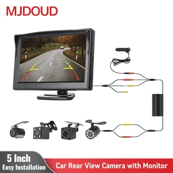 MJDOUD Kamera Tampak Belakang Mobil 5 Inci dengan Monitor untuk Parkir Video Kendaraan Layar Kamera Mundur Tahan Air Pemasangan Mudah