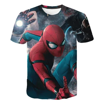 Marvel Spiderman Seri Cetak T-shirt Anak Laki-laki Anak Perempuan Pakaian Musim Panas Harajuku Atasan Lengan Pendek Kasual Kaus Kasual Anak-anak Baru