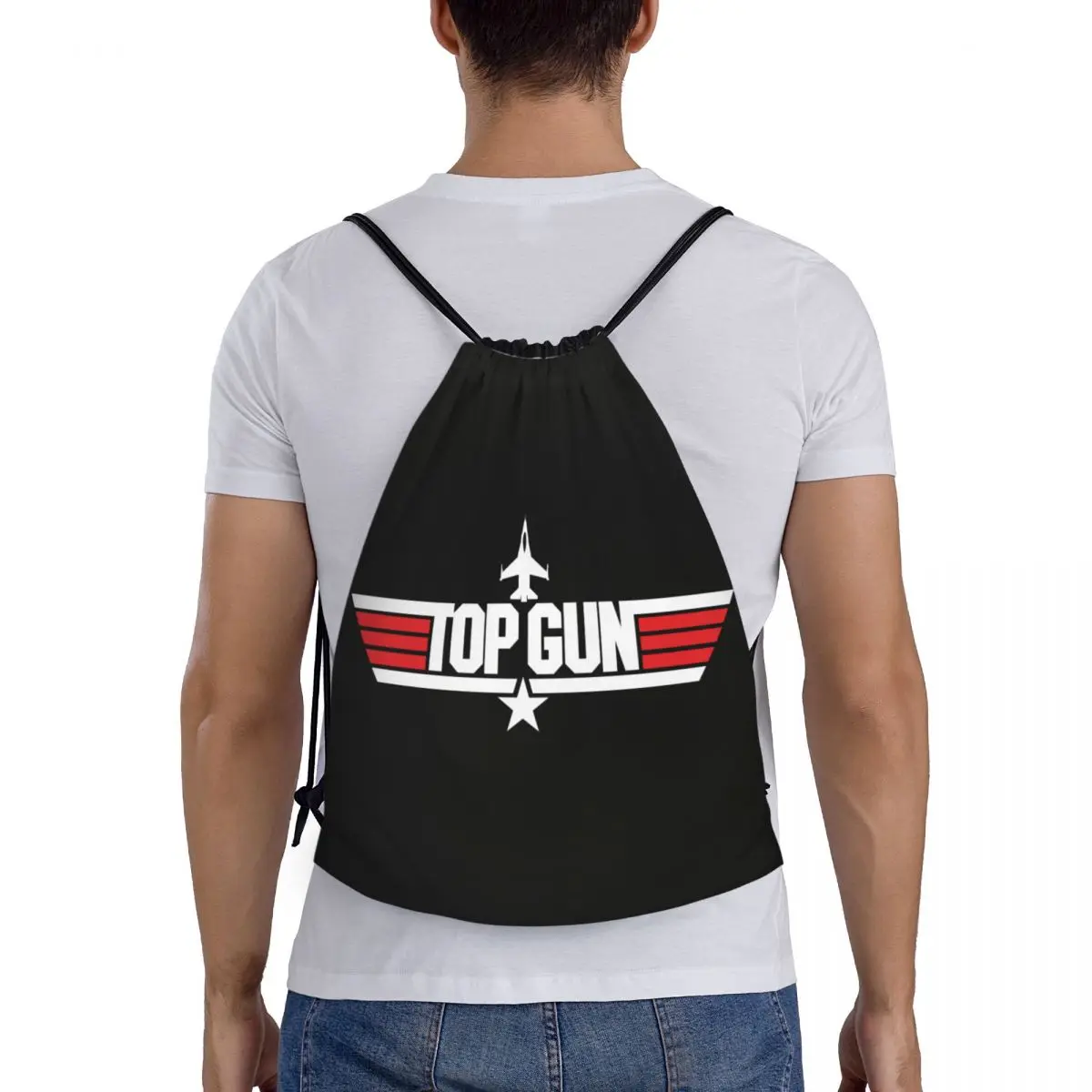 Maverick Film Top Gun Serut Ransel Wanita Pria Olahraga Gym Sackpack Pelatihan Portabel Tas Karung - 4