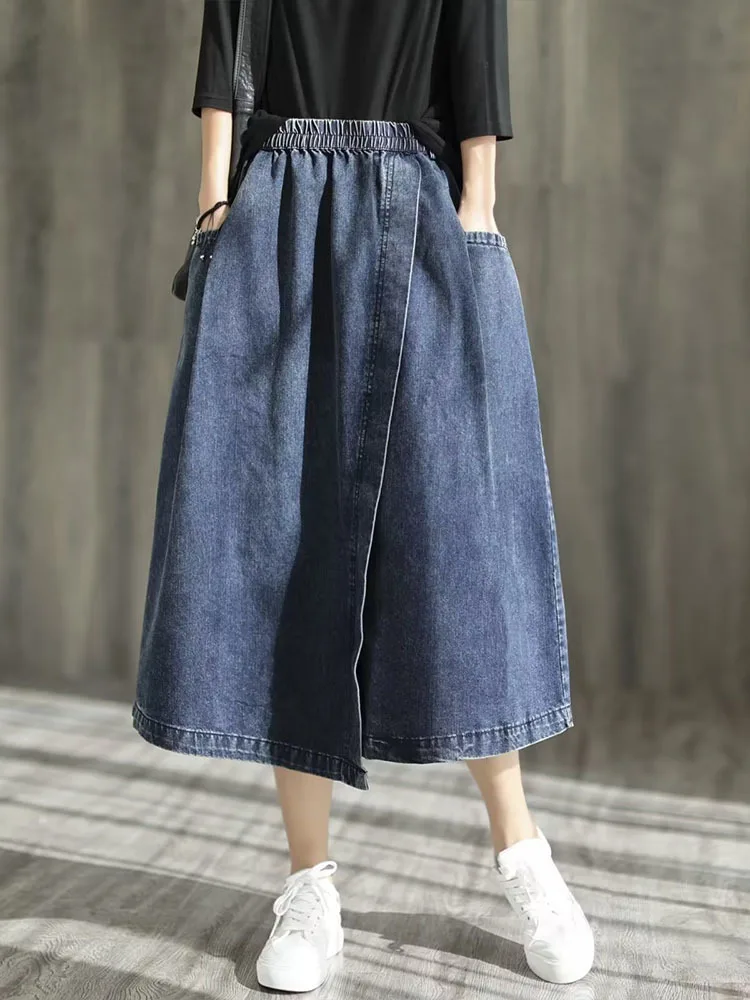 Max LuLu 2023 Streetwear Baru Musim Semi Rok Denim Longgar Vintage Fashion Wanita Pakaian Harajuku Santai Klasik Mewah Wanita - 1