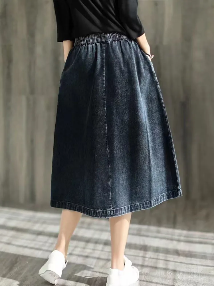 Max LuLu 2023 Streetwear Baru Musim Semi Rok Denim Longgar Vintage Fashion Wanita Pakaian Harajuku Santai Klasik Mewah Wanita - 4