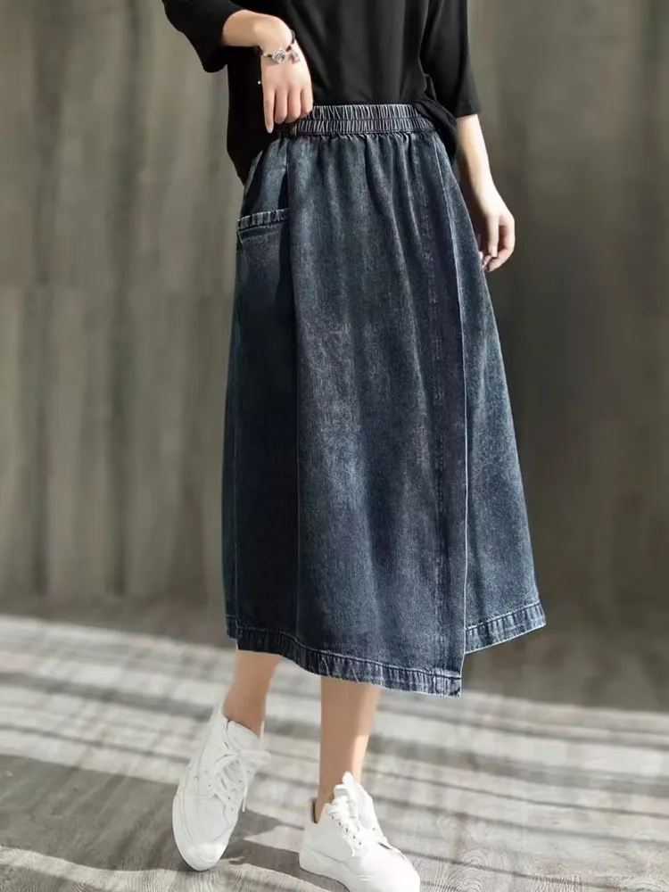 Max LuLu 2023 Streetwear Baru Musim Semi Rok Denim Longgar Vintage Fashion Wanita Pakaian Harajuku Santai Klasik Mewah Wanita - 5