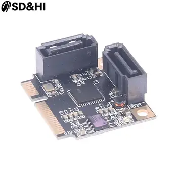 Menambahkan Pada Kartu Mini PCI-E PCI Express untuk 2 Port SATA 3.0 Converter SSD HDD SATA3 Controller Kartu Ekspansi SATA Multiplier