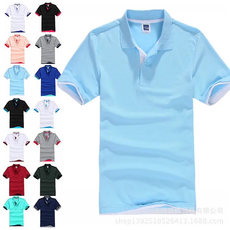 Merek Baru Pria Polo Shirt Bernapas Katun Lengan Pendek Polos Kemeja Kaus Golftennis Plus Ukuran XXXL Tee Shirt Atasan Pakaian - 2