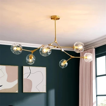 Modern Kaca Lampu Gantung LED Bola Lampu Kilau untuk Ruang Tamu Villa Kamar Tidur Lampu Dekorasi Dalam Ruangan Perlengkapan Dapur