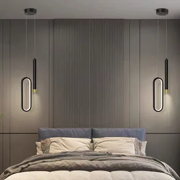 Modern Kilau Minimalis Lampu Gantung LED Lampu Nordic Suspensi Luminer Kamar Tidur Samping Tempat Tidur Garis Panjang Lampu Dekorasi Rumah