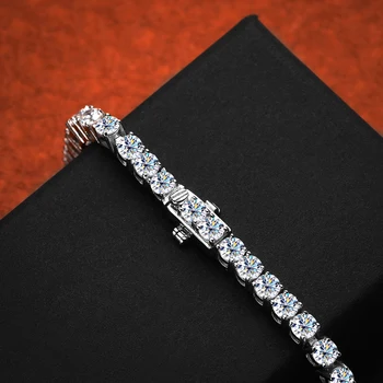 Oevas 100% 925 Sterling Silver 3.5 MM Zircon Gelang untuk Wanita Pernikahan Pengantin Rantai Pesta Mengkilap Bangle Perhiasan Grosir