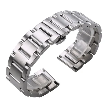 Padat 316L Stainless Steel Watchband Perak 18 Mm 20 Mm 21 Mm 22 Mm 23 Mm 24 Mm Logam Watch Band Tali Pergelangan Tangan Jam Tangan Gelang