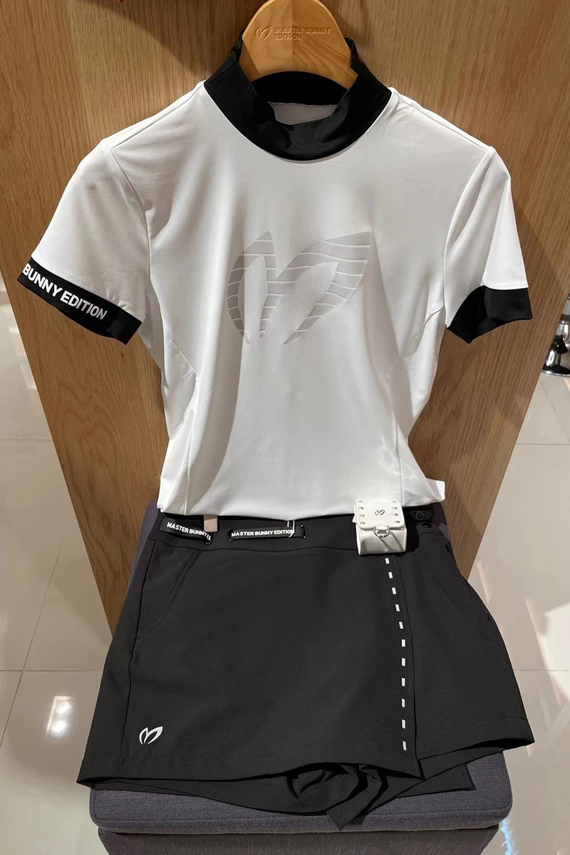 Pakaian Golf Kaos POLO Lengan Pendek Wanita Atasan Kasual Luar Ruangan Padat Cepat Kering Sejuk Kualitas Tinggi Dapat Disesuaikan - 3