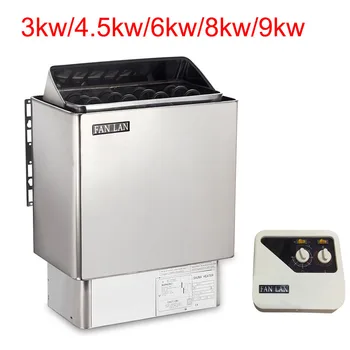 Pemanas Sauna 9kw 220V 380V Generator Uap Sauna Penggunaan Rumah Peralatan Kering Ruang Tungku Pemanas dengan Pengontrol