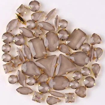 Pengaturan cakar emas 50 buah / Tas Bentuk Campuran permen jeli Lt kristal kaca topas Menjahit gaun pengantin berlian Imitasi Tas sepatu diy