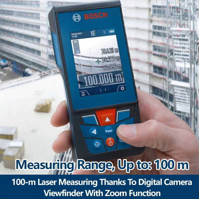Pengintai Laser Bosch 100 Meter Kamera Bluetooth Bawaan GLM 100-25 C Pengukur Jarak Laser Presisi Tinggi Profesional - 1