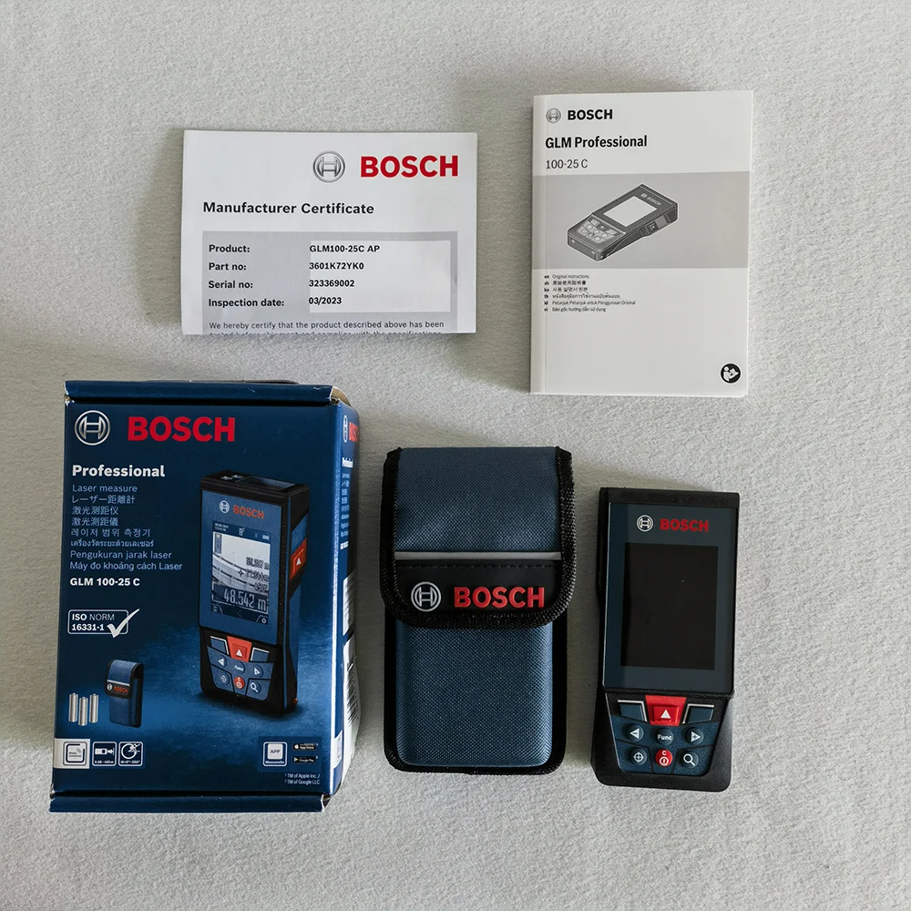 Pengintai Laser Bosch 100 Meter Kamera Bluetooth Bawaan GLM 100-25 C Pengukur Jarak Laser Presisi Tinggi Profesional - 5