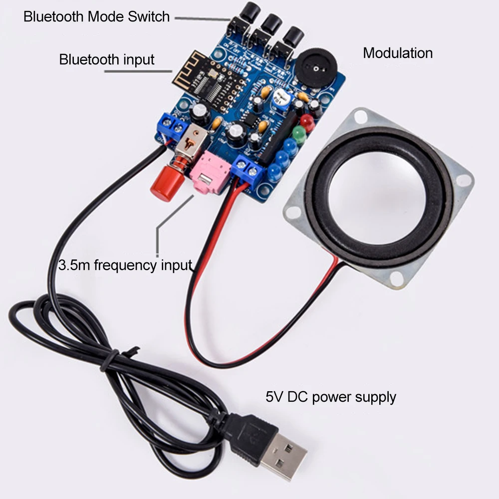 Penguat Daya Speaker Bluetooth2. 1 Kotak Speaker Cangkang Transparan 2 Inci dengan Audio Lampu LED Kit Komponen Elektronik DIY Audio - 4