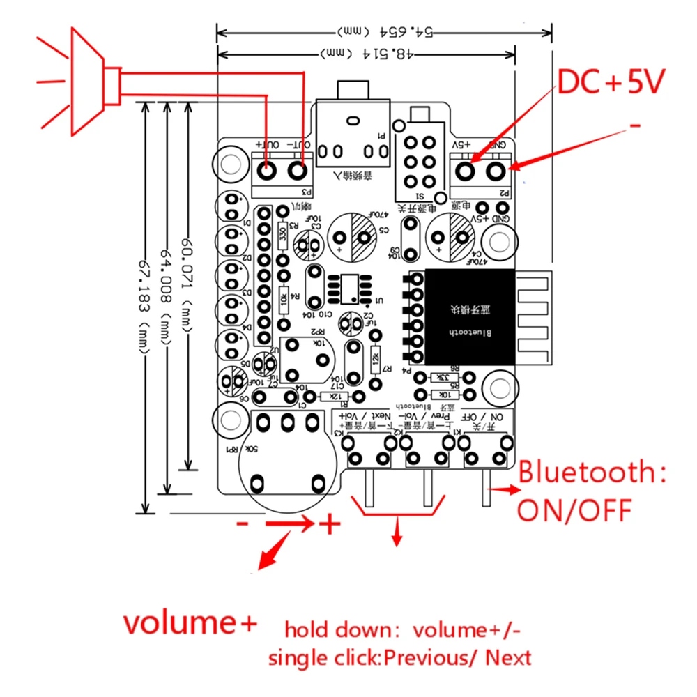 Penguat Daya Speaker Bluetooth2. 1 Kotak Speaker Cangkang Transparan 2 Inci dengan Audio Lampu LED Kit Komponen Elektronik DIY Audio - 5