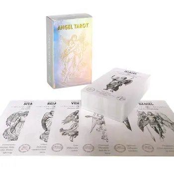 Penjualan panas Angel Tarot Oracle Card Fate Divination Prophecy Card Permainan Pesta Keluarga Panduan PDF Dek Kartu Tarot 78 Kartu