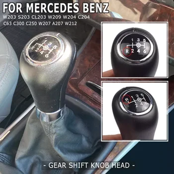 Penutup Kulit Kenop Pemindah Gigi 6 Kecepatan untuk Mercedes Benz C-Class W203 W204 W209 Aksesori Mobil Headball Lengan Tuas Pemindah Gigi