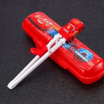 Peralatan Makan Anak-anak Disney Set Kotak Sumpit Belajar Bayi Sumpit Belajar Portabel Peralatan Makan Putri 2 Buah Set