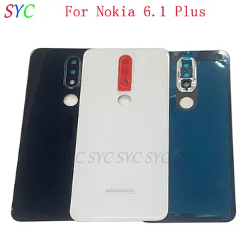 Pintu Belakang Penutup Baterai Housing Case untuk Nokia 6.1 Plus X6 Penutup Belakang dengan Lensa Bingkai Kamera Suku Cadang Perbaikan