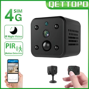 Qettopo Kamera Mini 5MP 4G Deteksi Gerakan PIR Baterai Bawaan Kamera Pengintai Keamanan Rumah Monitor Bayi Penglihatan Malam IR