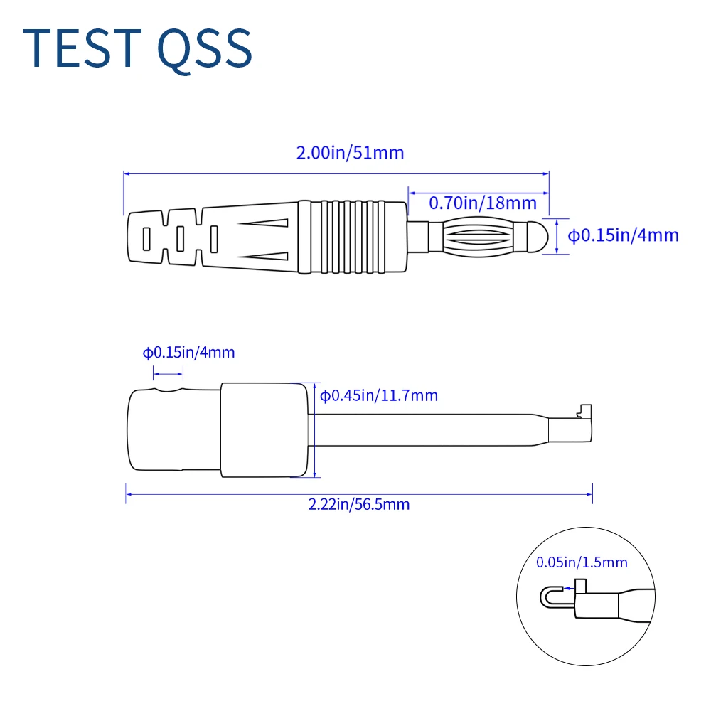 QSS 2 Buah Kabel Uji Multimeter Merah Hitam Steker Pisang 4MM untuk Menguji Klip Kait Kabel 100CM Konektor Listrik Q. 70057B - 2