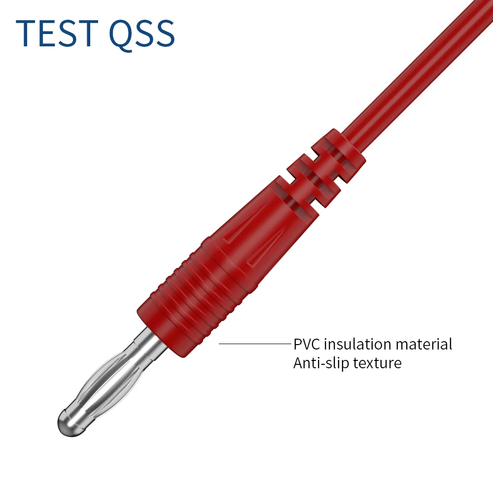 QSS 2 Buah Kabel Uji Multimeter Merah Hitam Steker Pisang 4MM untuk Menguji Klip Kait Kabel 100CM Konektor Listrik Q. 70057B - 4