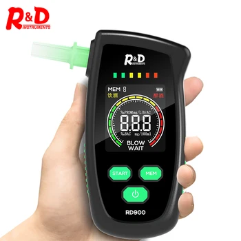 R & D RD900 Penguji Alkohol Nafas Digital Baru Penguji Alkohol Polisi Profesional Mini Penganalisis Mengemudi Dalam Keadaan Mabuk Layar LCD