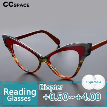 R55270 Kacamata Asetat Mata Kucing Ukuran Besar Bingkai Kacamata Resep Optik Wanita Kacamata Merek Mewah Buatan Tangan
