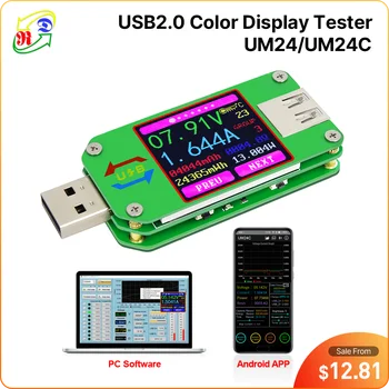 RD UM24 UM24C Aplikasi USB 2.0 LCD Display Pengukur Tegangan Volt Pengukur Amper Pengisian Daya Baterai Pengukur Arus Tegangan Multimeter Pengukur Ukuran Kabel