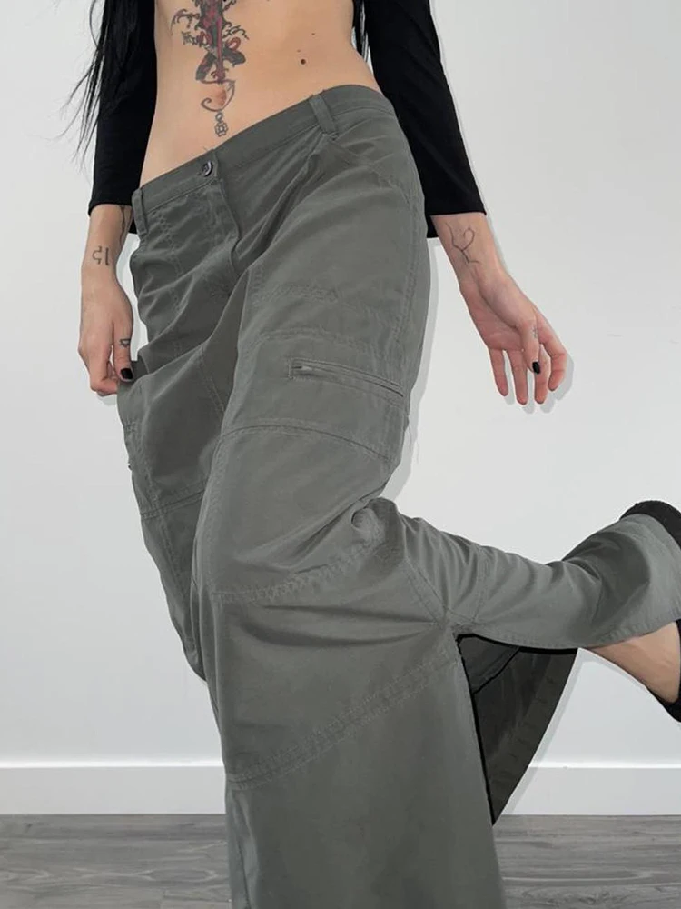 Rok Panjang Split Gaya Safari IAMSURE Rok Maxi Lurus Berpinggang Rendah Solid Kasual Wanita Streetwear Wanita Mode Musim Panas 2022 - 3