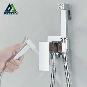 Rozin Faucet Bidet Kamar Mandi Krom untuk Shower Toilet Kuningan Keran Tekanan Tinggi Bersih Washer Muslim Ducha Higienica Mixer Crane