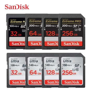 SanDisk Kartu SD 32 GB 64 GB 128 GB 256 GB Kartu Memori 120 Mb/S U1 200 MB / S U3 V30 4 K untuk Canon Nikon SLR Kamera Menembak 4 K Video