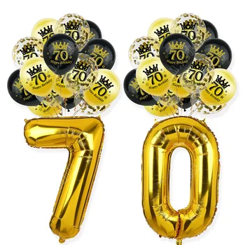 Selamat Ulang Tahun ke-70 Dekorasi Pesta Dewasa Balon Berusia 70 Tahun Balon Foil Nomor Confetti Lateks 12 Inci Persediaan Hari Jadi ke-70