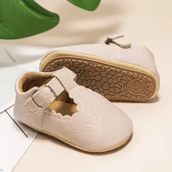 Sepatu Bayi Baru Lahir KIDSUN Sepatu Anak Laki-laki Perempuan Kulit PU Bergaris Sol Karet Balita Sepatu Bayi Antiselip Sepatu Bayi Pejalan Kaki Pertama