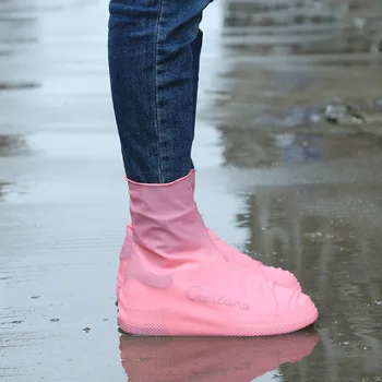 Sepatu Bot Hujan Penutup Sepatu Tahan Air Silikon Uniseks Luar Ruangan Padat Tahan Air Anti Selip Penutup Sepatu Dapat Digunakan Kembali Tahan Aus Antiselip