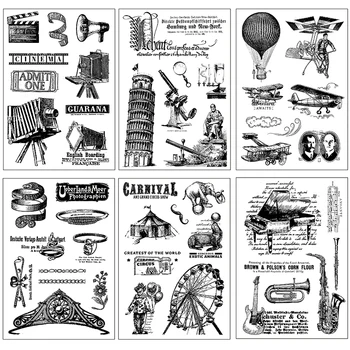 Seri Vintage Perangko Bening Taman Hiburan Film Astronomi Stempel Silikon Musik untuk Buku Tempel DIY / Perlengkapan Kerajinan Pembuatan Kartu